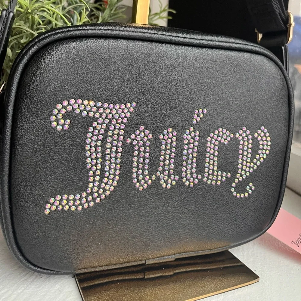Juicy Couture Obsession Camera Crossbody Bag Black Rhinestone NWT